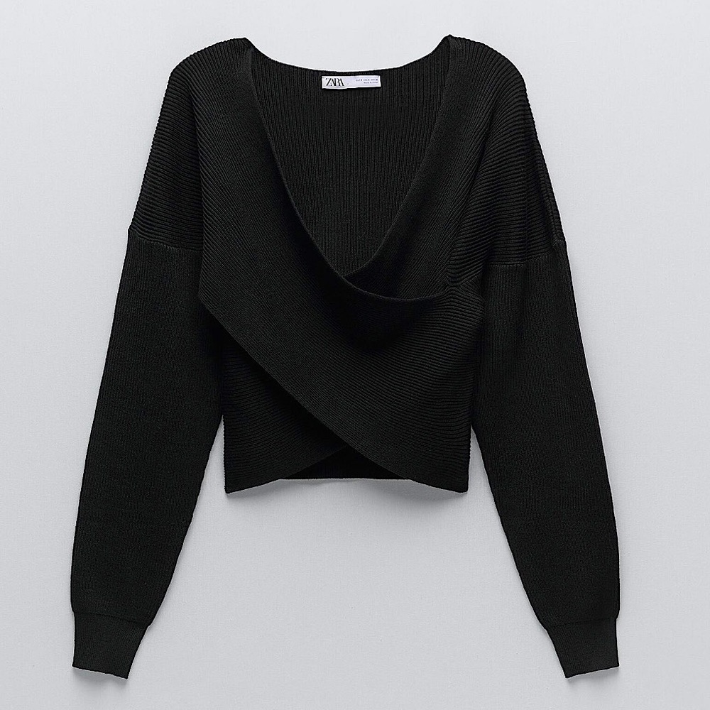 Wool Blended Surplice Sweater